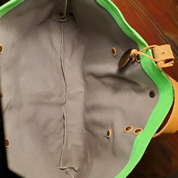 WILL Leather Goods Mint Green Canvas Tote Shoulder Bag - Picture 3 of 5